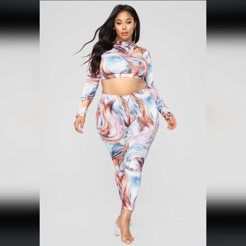 Fashion Nova Stormy Rain set multi color New with Tags